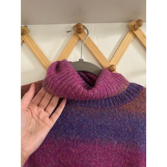 Rain and Rose Vintage Sweater Women's XL Hippie Turtleneck Purple Wool Blend - Picture 4 of 7